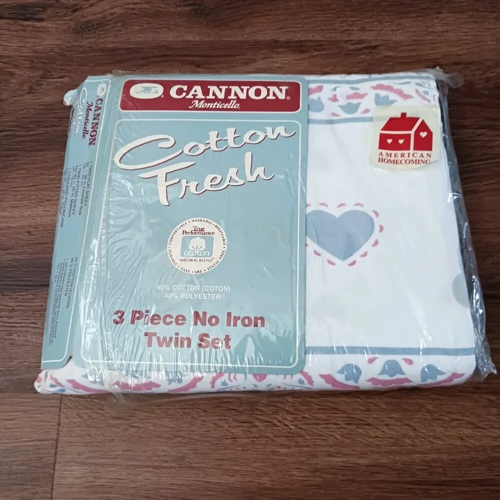 Cannon Monticello‎ 1987 Bunny Hug Cotton Fresh 3 Piece Twin Bedding Set New